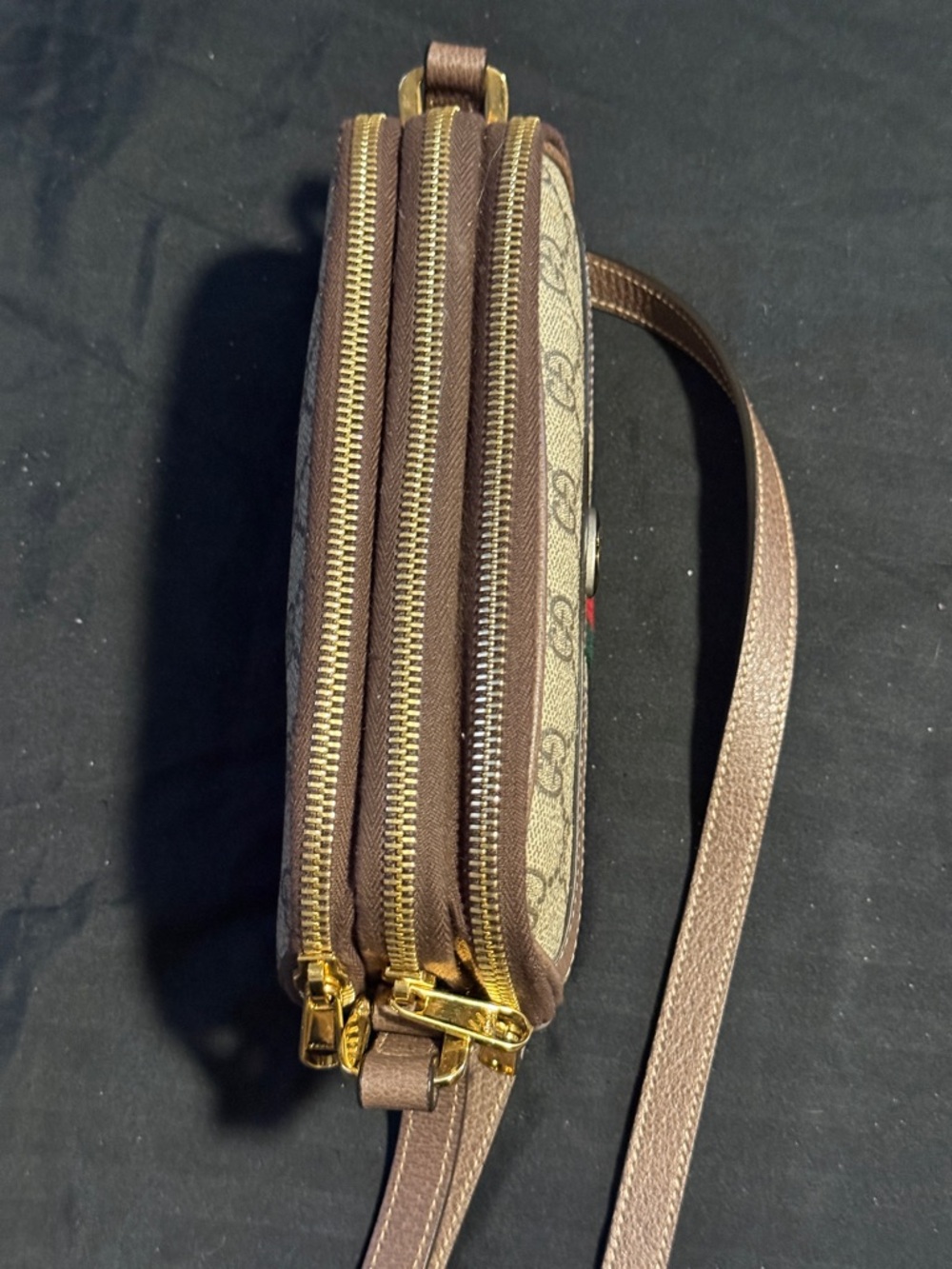 Gucci Ophidia Beige GG Supreme triple zipper Canvas Crossbody - Picture 8 of 15
